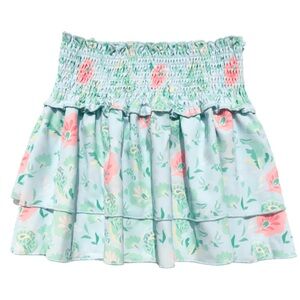 PLEAT Sally Skirt in teal floral - girls size 8 - excellent condition